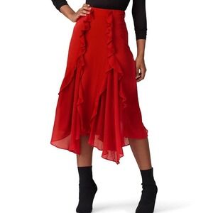 Rodarte x Universal Standard Ruffle Midi Skirt Sz 18/20 Red Flowy Fairy Designer